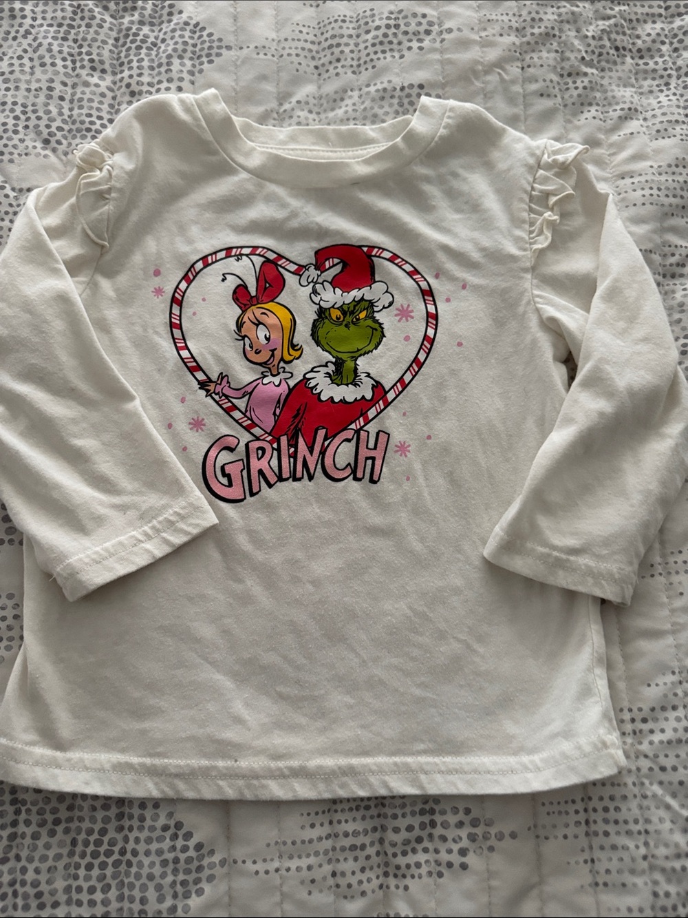 Kids' White Grinch Graphic Long-Sleeve Tee